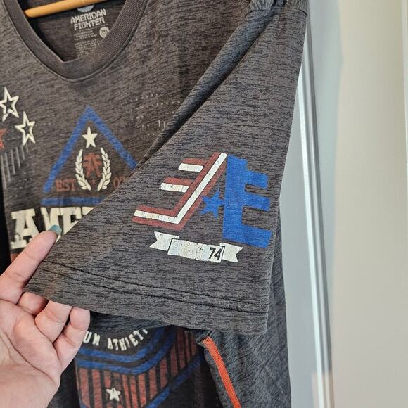 American Fighters Shirt Mens 3X Gray V-neck Short Sleeve MMA Streetwear Y2K - Picture 7 of 11